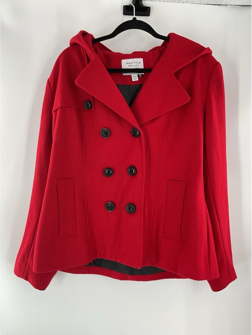 Nautica Women’s XL Wool Blend Mid Length Hooded Coat 114